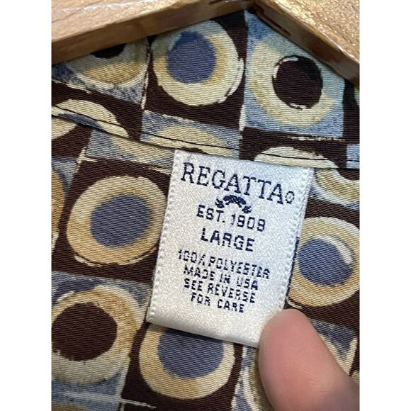 Vintage Regatta Womens Blouse Geometric Retro USA Size Large L M - Picture 3 of 8